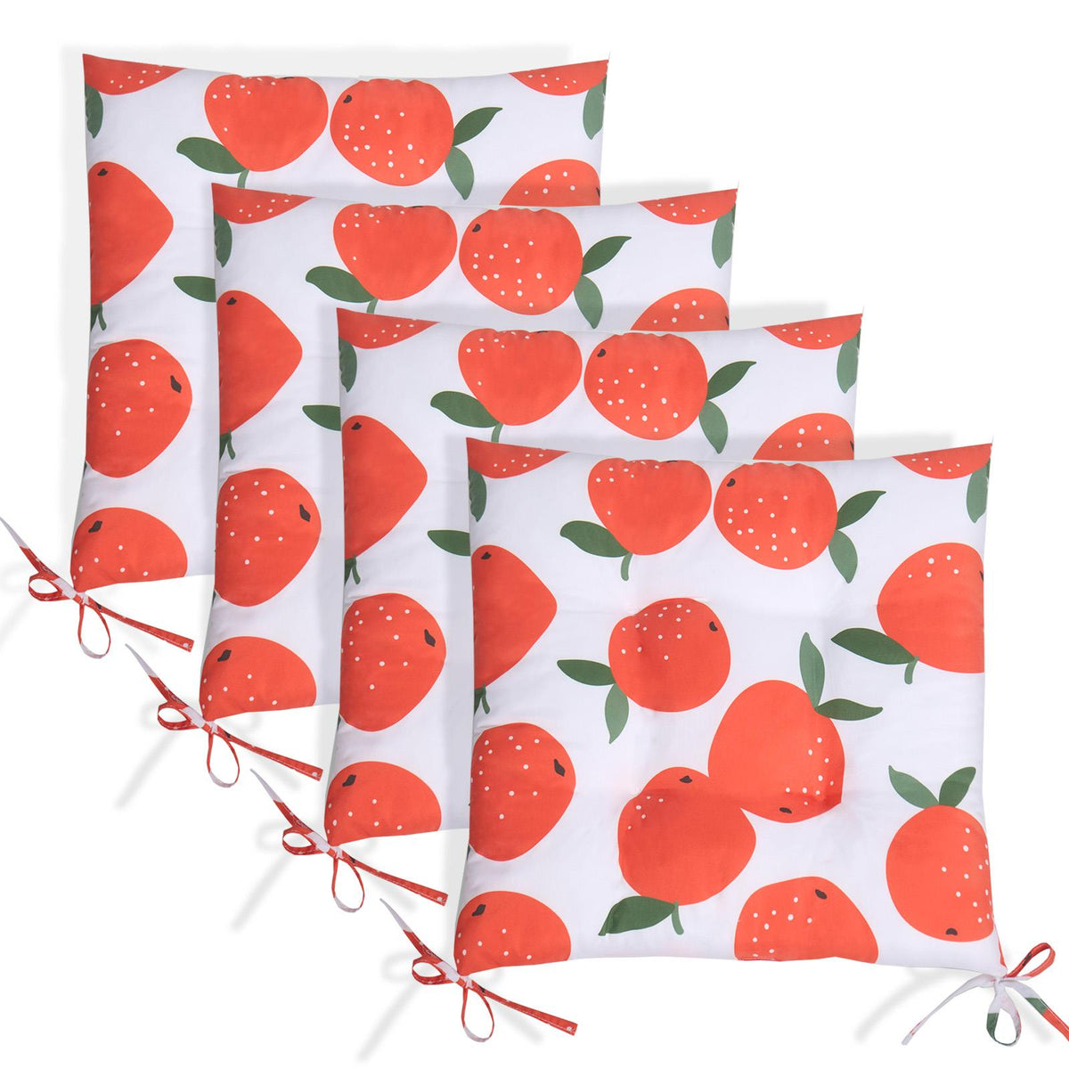 OHS Seat Pads 2 Water Resistant Outdoor Cushions Garden Chair Covers Ties