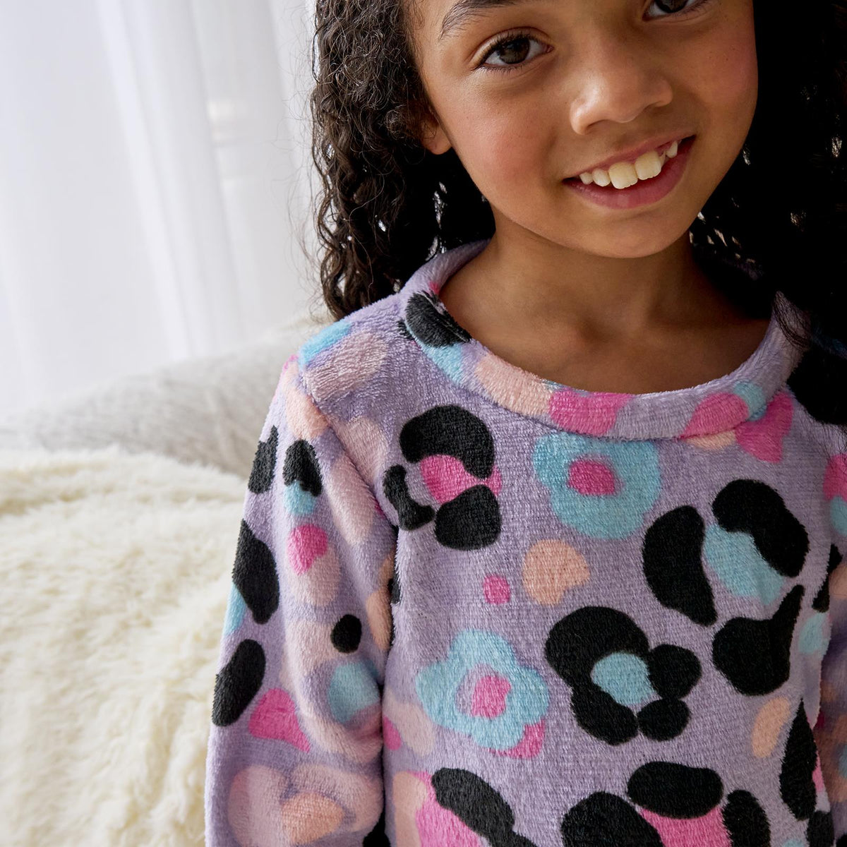 OHS Print Pyjama Set Pull Over Soft Fleece Kids Winter Loungewear Nightwear