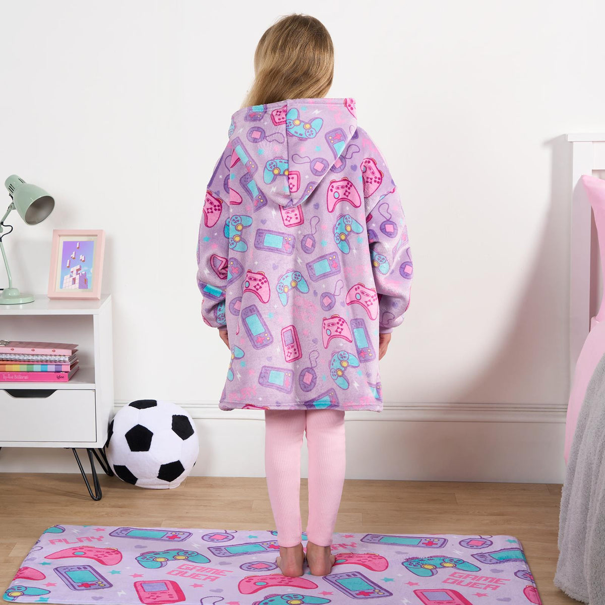 Gaming Hoodie Blanket Sherpa Fleece Throw Sweatshirt Oversized Warm Plush Soft