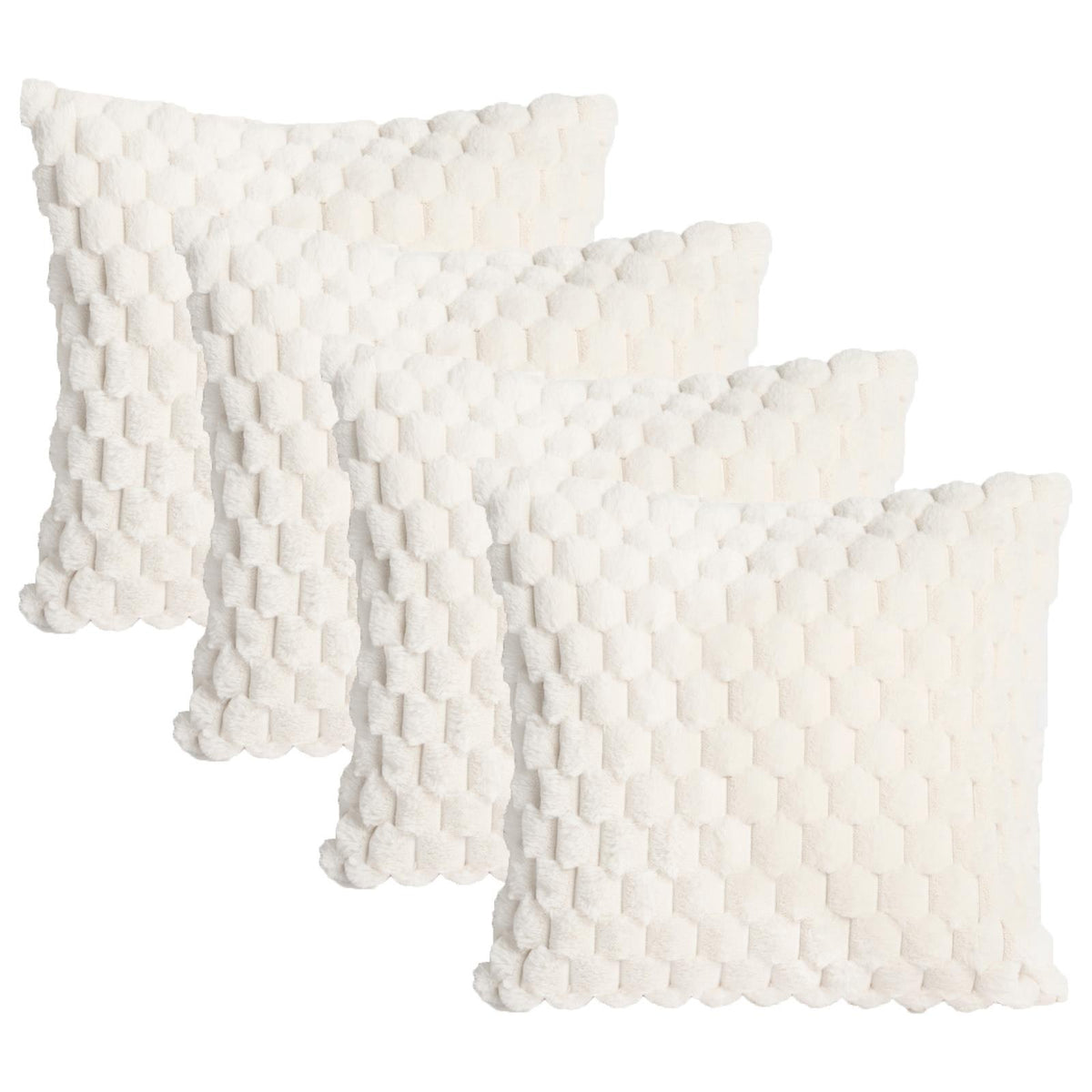 OHS Waffle Cushion Covers Faux Fur Soft Fleece Square Pillowcases Home Decor