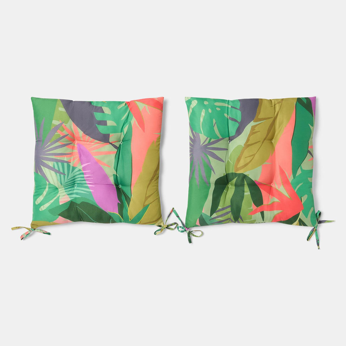 OHS Seat Pads 2 Water Resistant Outdoor Cushions Garden Chair Covers Ties