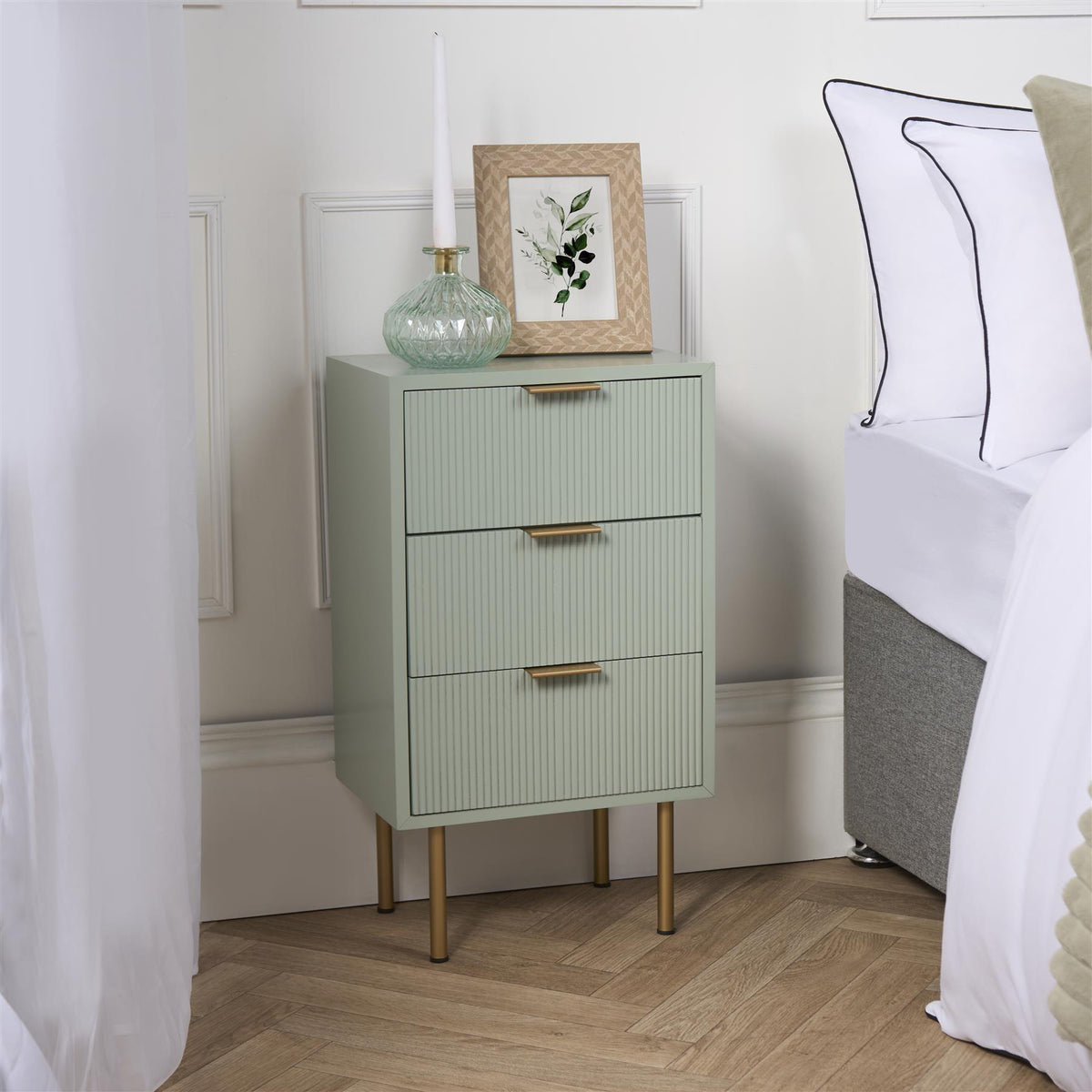 OHS Ribbed Drawer Unit Bedside Table 3/4/5/6 Draw Cabinet Nightstand Sideboard