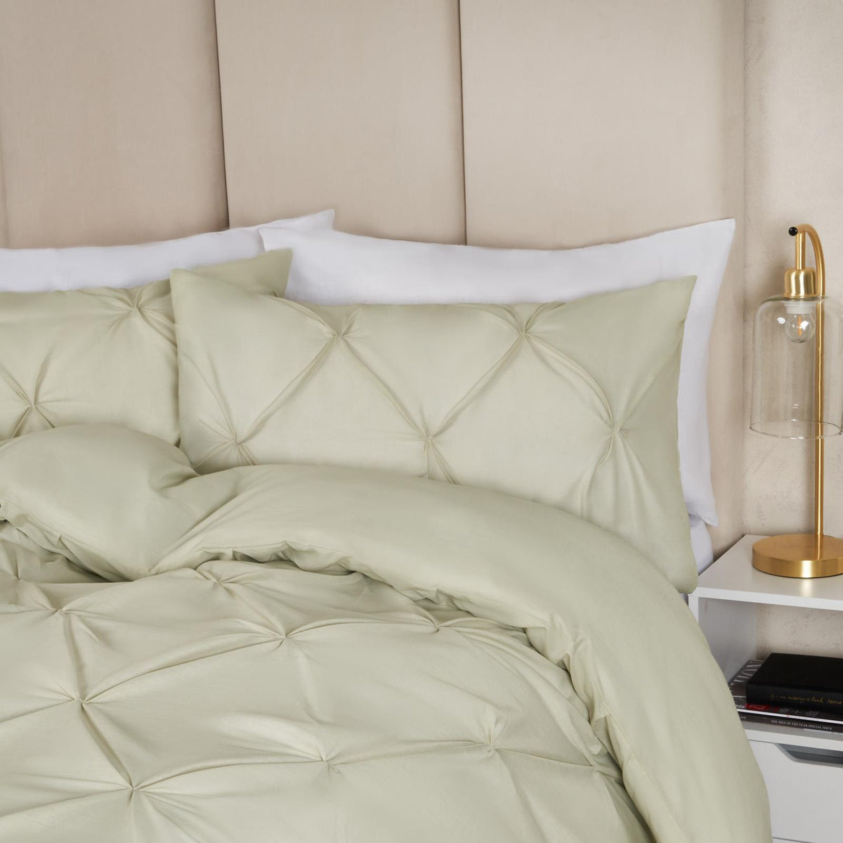 Pintuck Duvet Cover Pillowcase Pleated Polycotton Bedding Set Single Double King