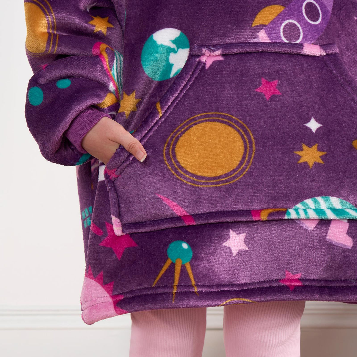 Kids Hoodie Blanket Oversized Sherpa Fleece Jumper Sweatshirt Soft Warm Throw