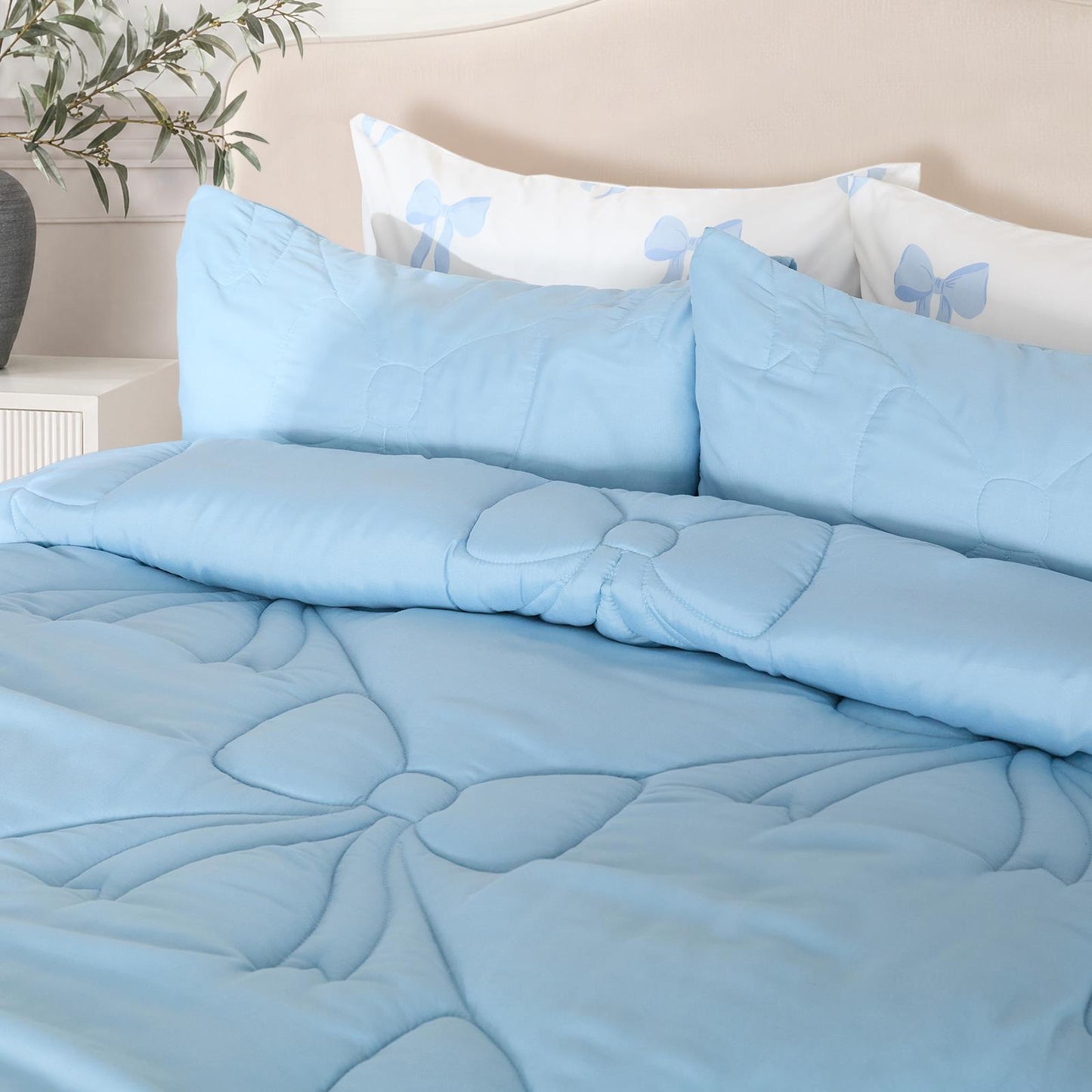 OHS Bow Lattice Coverless 7.5 TOG Duvet Bedding Set with Pillowcase