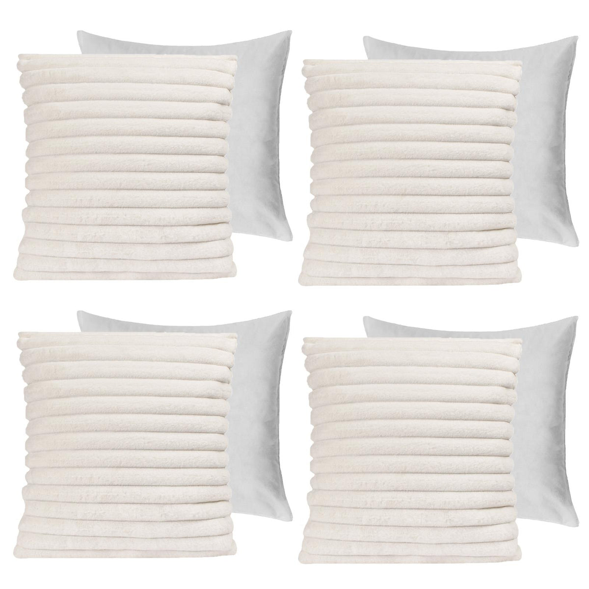 OHS Thick Rib Cushion Covers Faux Fur Soft Fleece Square Pillowcases Home Decor