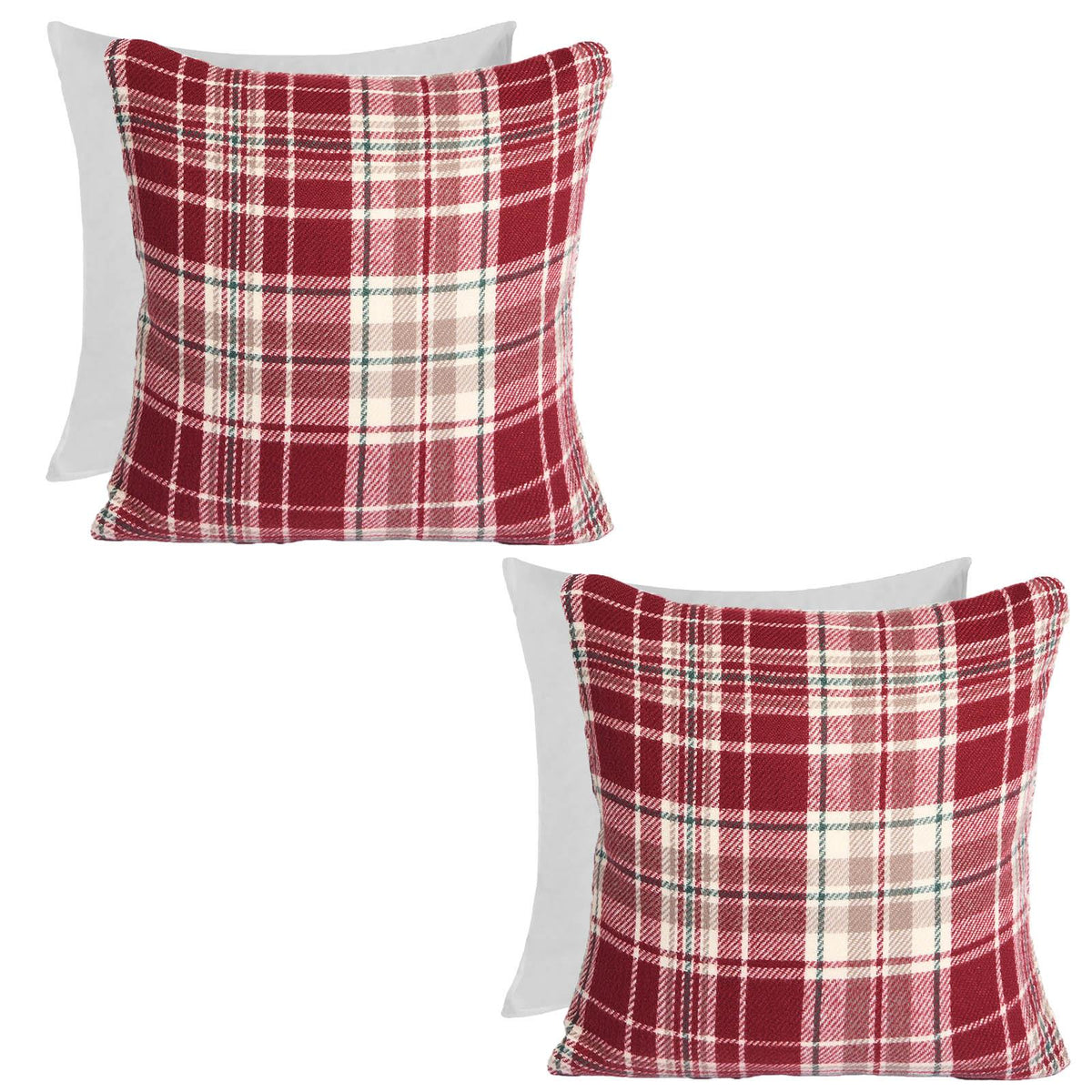 Woven Check Cushion Covers Tartan Pack of 2/4 Filled Case Pad Set 18" x 18" Home