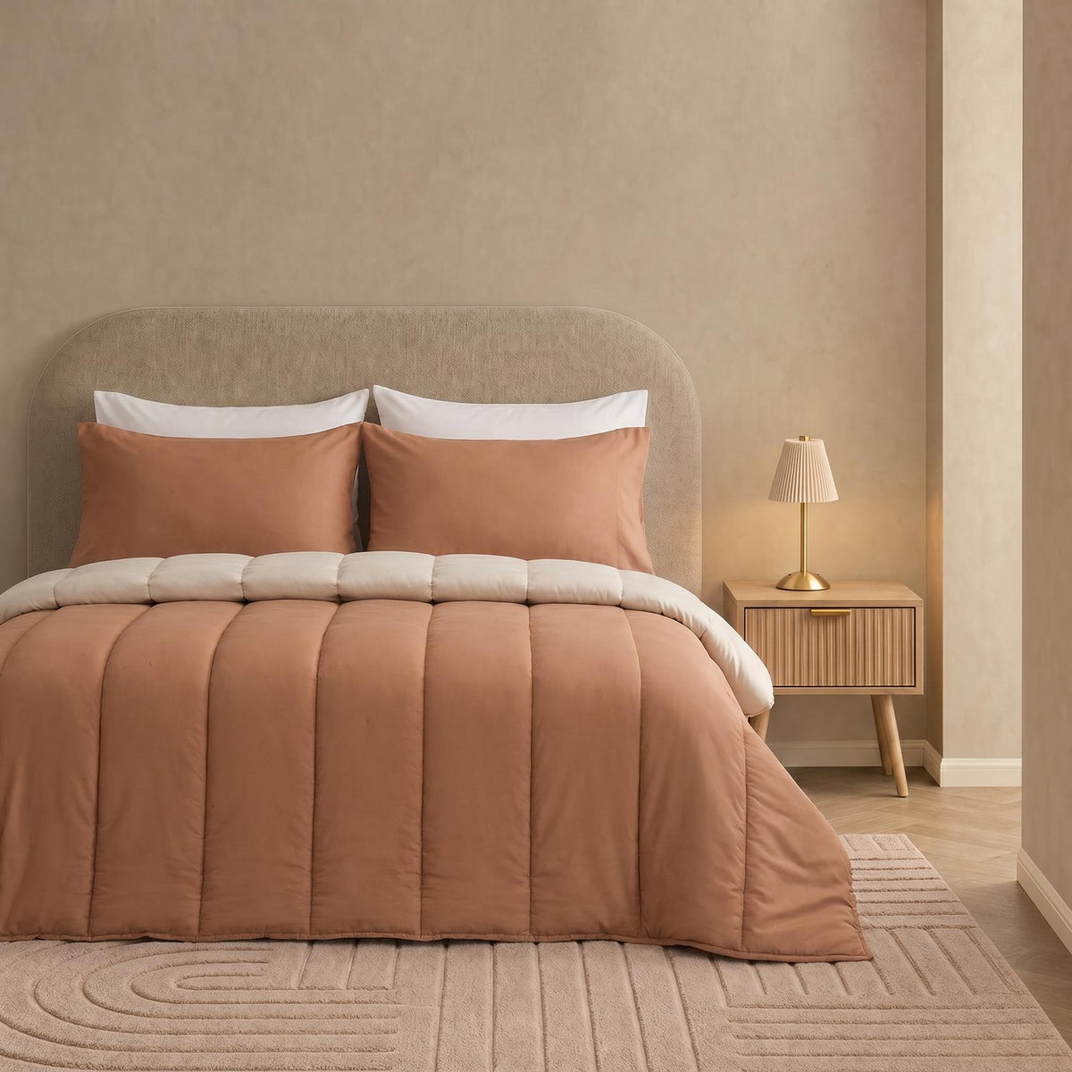 OHS Coverless Duvet & Pillowcase 10.5 Tog Bedding Set Easy Care Reversible