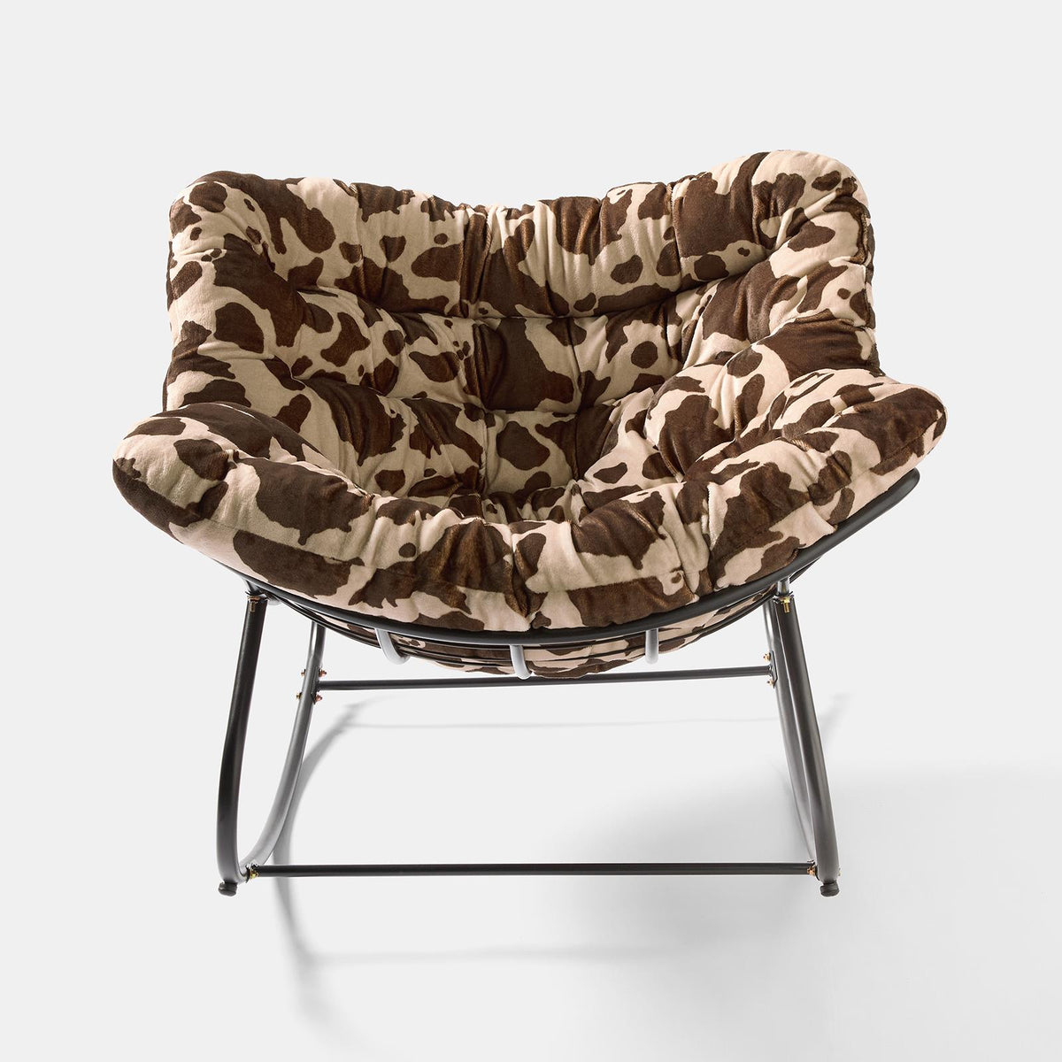 OHS Rocking Chair Ribbed or Smooth Faux Fur Upholstered Metal Frame Cushioned