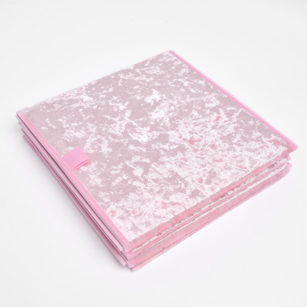 OHS Pack of 2 Crushed Velvet Storage Boxes Collapsible Foldable Square Cube Box