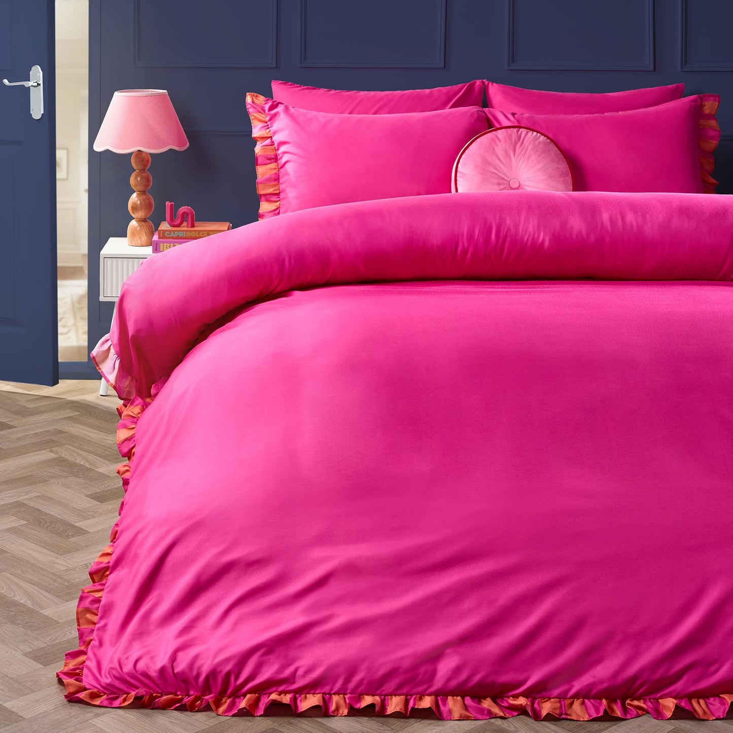 OHS Frill Edge Duvet Cover Set with Pillowcase Microfibre Soft Bedding