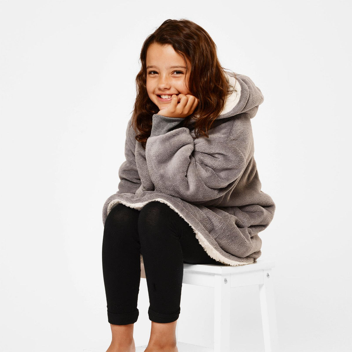 Kids Hoodie Blanket Oversized Sherpa Fleece Jumper Sweatshirt Soft Warm Throw