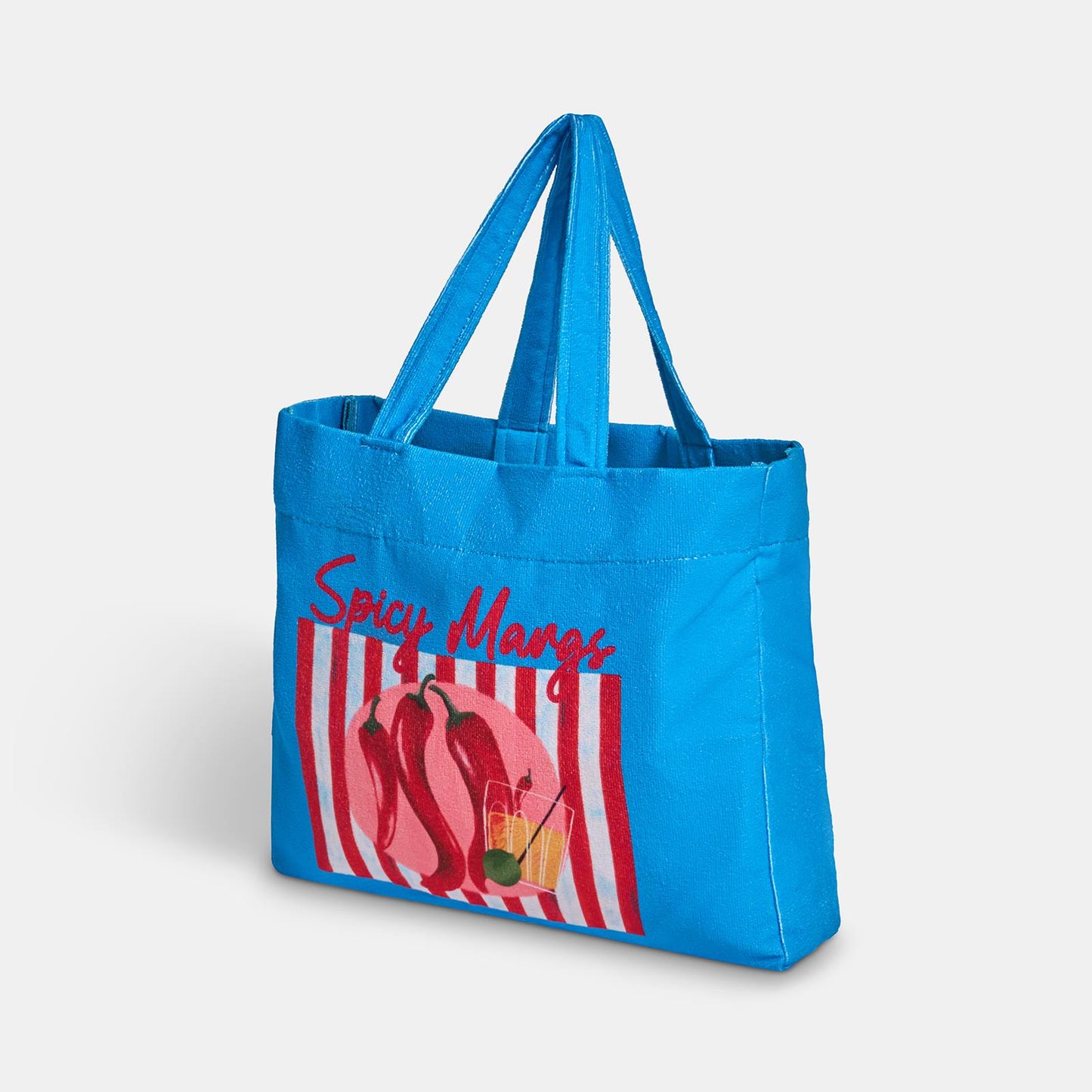 OHS Fun Print Beach Bag with Pouch Towelling Shoulder Tote Bag Holiday Travel