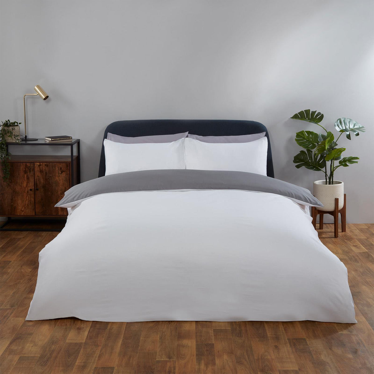 OHS Plain Duvet Cover & Pillowcase Reversible Bedding Set OR Fitted Sheet