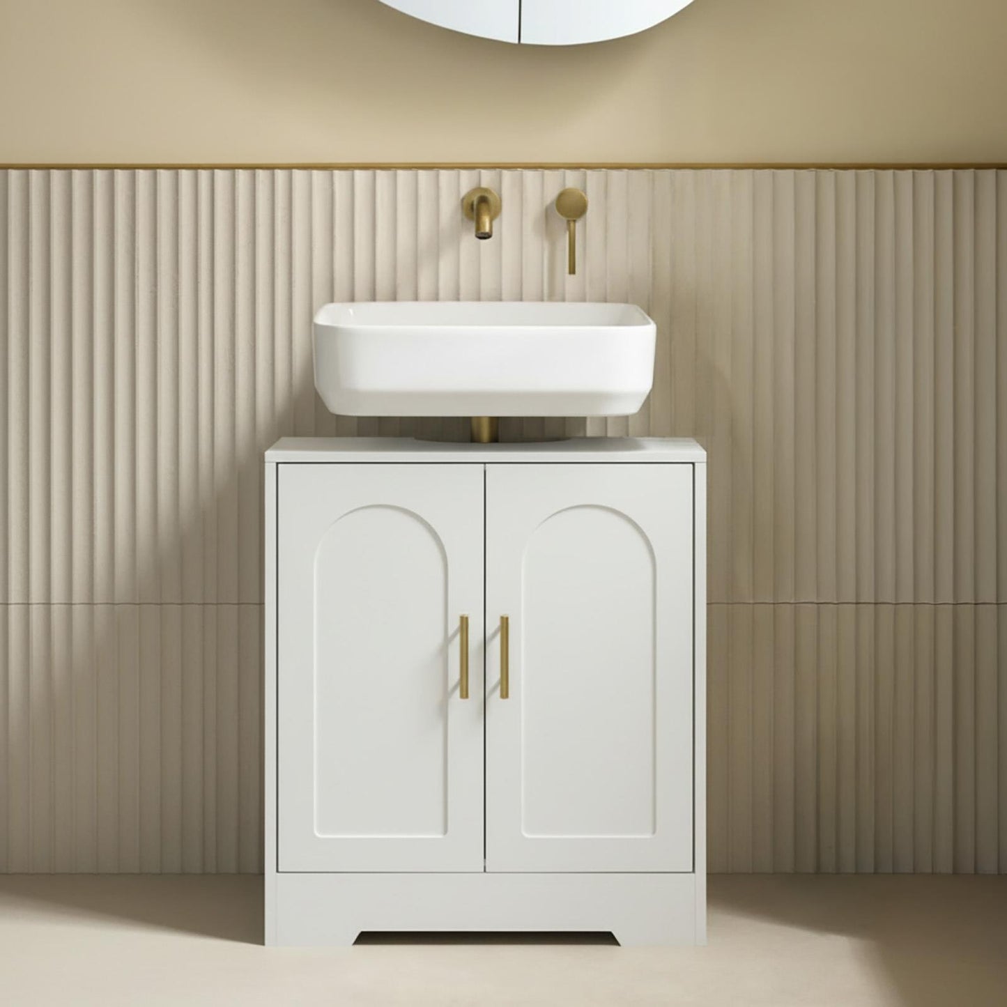 OHS Arch Under Sink Bathroom Cabinet with 2 Doors Wooden Under Basin Storage