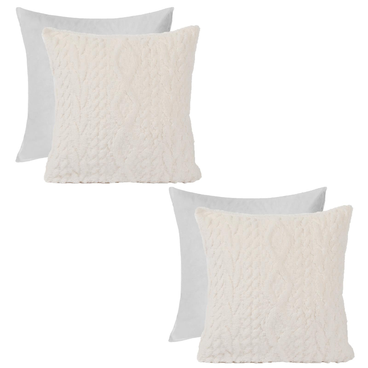 OHS Cable Knit Cushion Covers 2 Pack Sherpa Square Pillowcases Home Decor