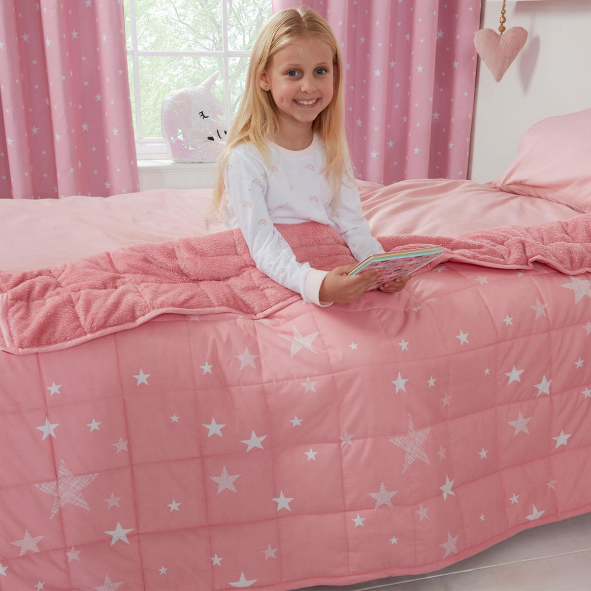 OHS Kids Teddy Fleece Weighted Blanket Printed Sleep Therapy Anxiety Throw