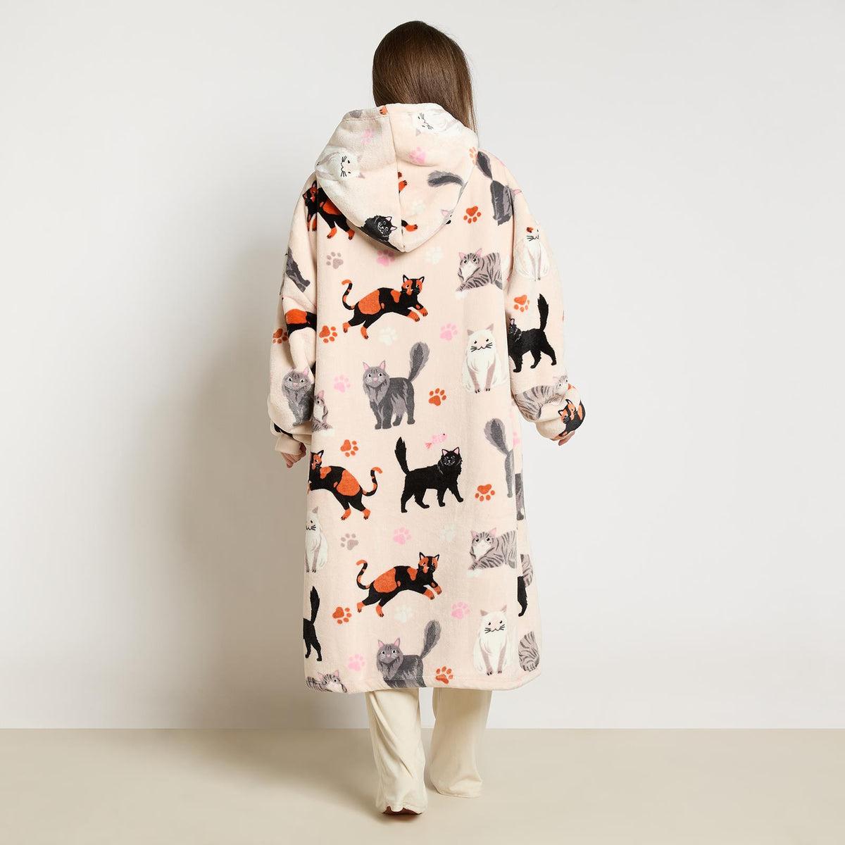OHS Pet Print Loungewear Set Hoodie Blanket Sherpa Lined Fleece Winter Nightwear