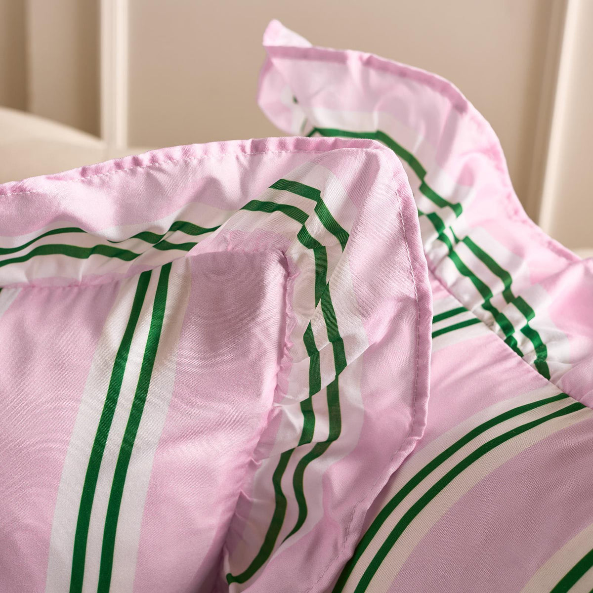 OHS Stripe Frill Cushion Covers Microfibre Square Pillowcases Home Decor