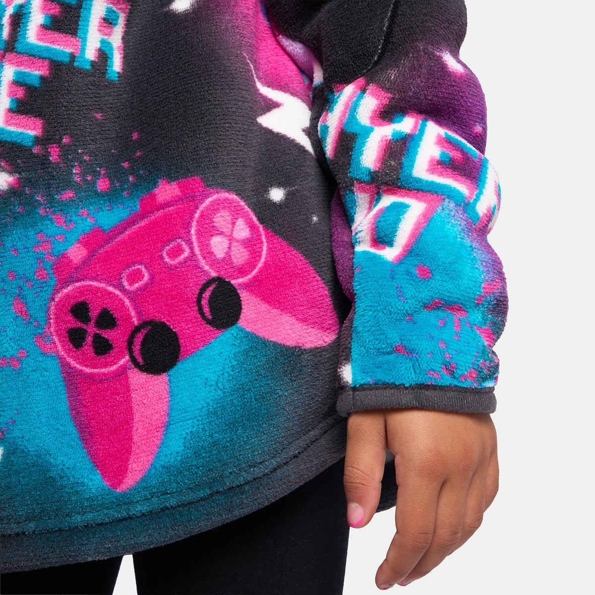 OHS Half Zip Hoodie Kids Print Oversized Sherpa Jumper Pullover Sweatshirt