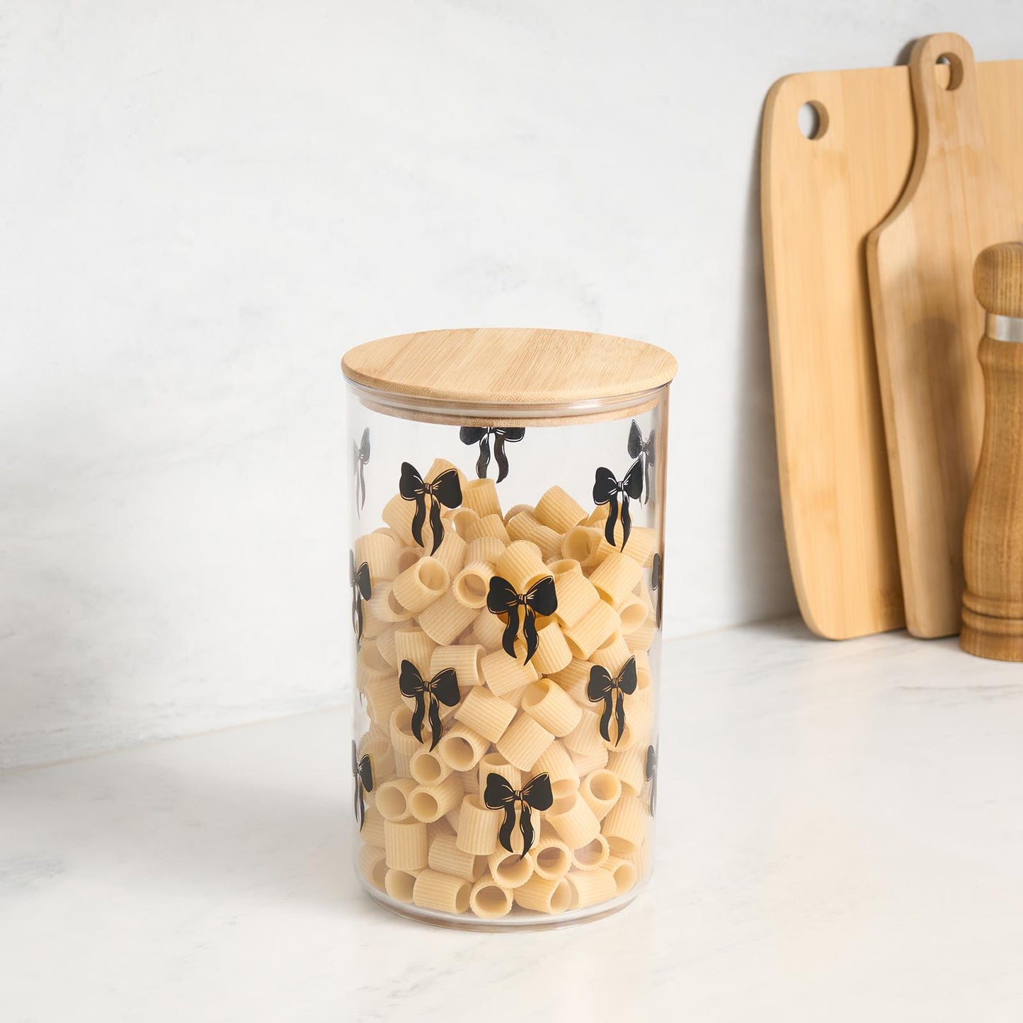OHS Bows Food Container Airtight Bamboo Lid BPA-Free Plastic Kitchen Storage Jar