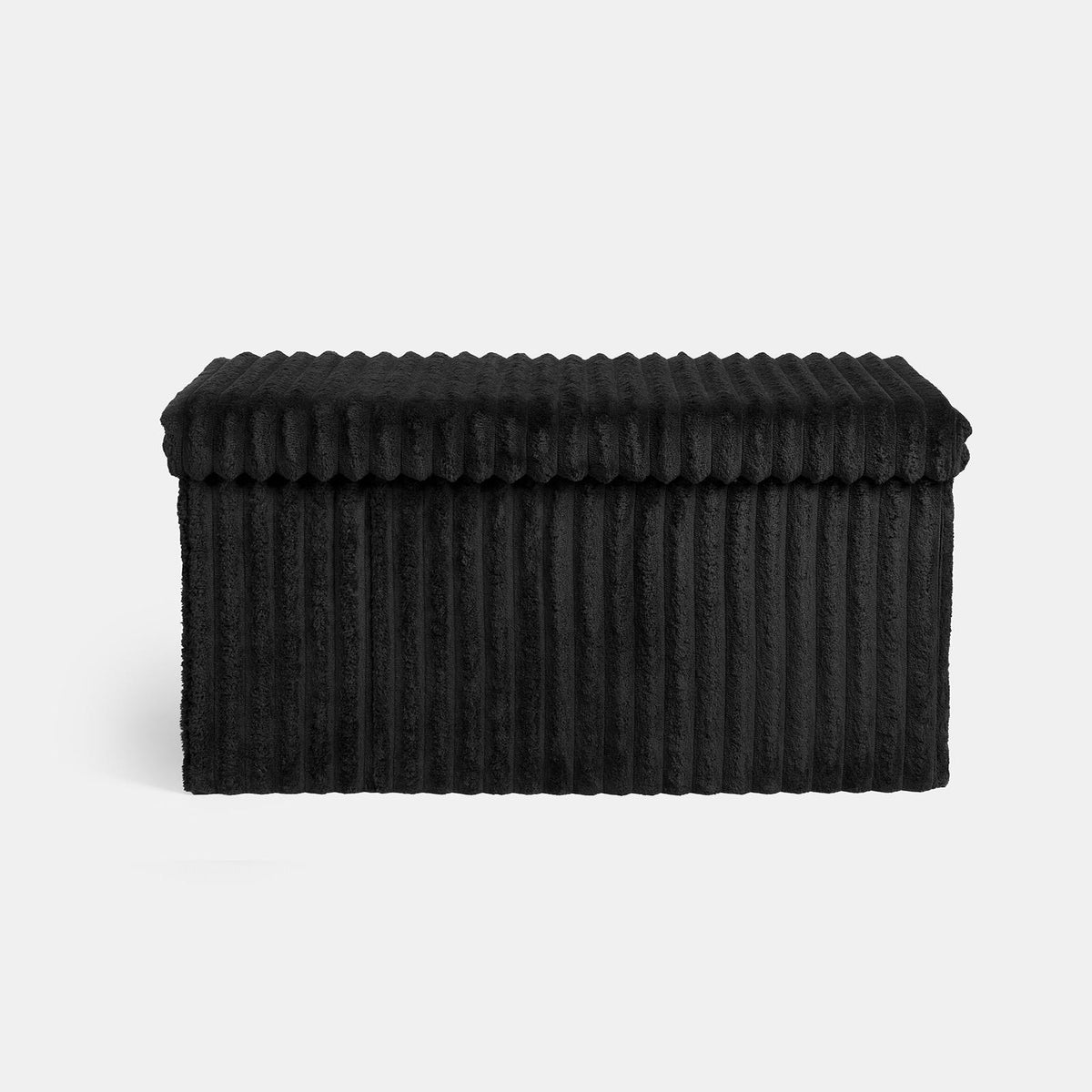 OHS Storage Box Lid Ottoman Folding Ribbed Fleece Footstool Tub Seat