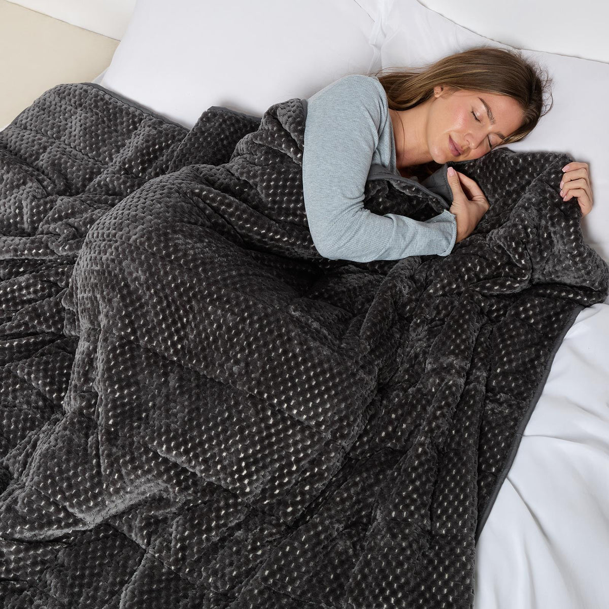 OHS Waffle Fleece Weighted Blanket Sleep Therapy Anxiety Super Soft Bed Throw