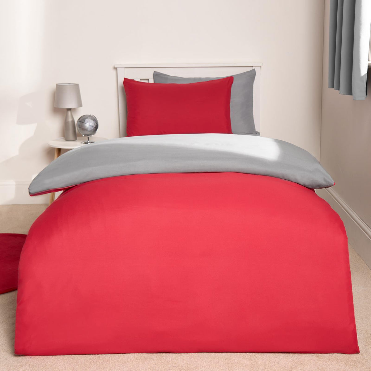 OHS Plain Duvet Cover & Pillowcase Reversible Bedding Set OR Fitted Sheet