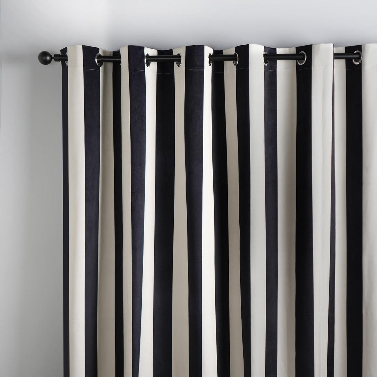 Stripe Blackout Eyelet Curtains Thermal Pair of Ring Top Panels Ready Made Décor