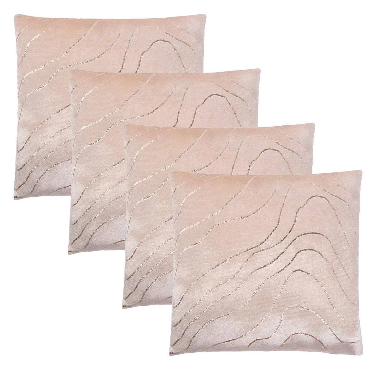Velvet Cushion Covers Metallic Wave 2/4 Pack of Filled Plump Pads Home Decor Set