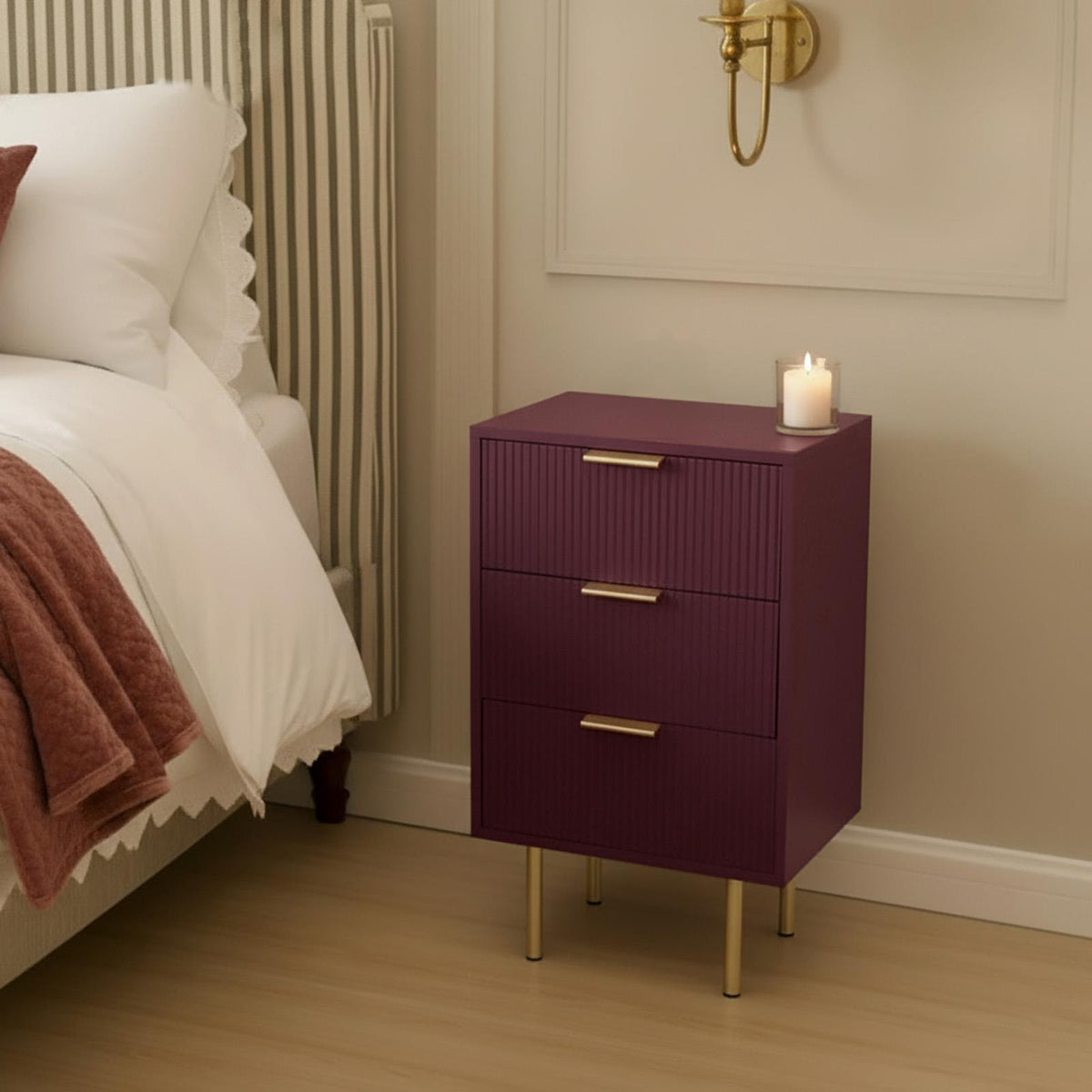 OHS Ribbed Drawer Unit Bedside Table 3/4/5/6 Draw Cabinet Nightstand Sideboard