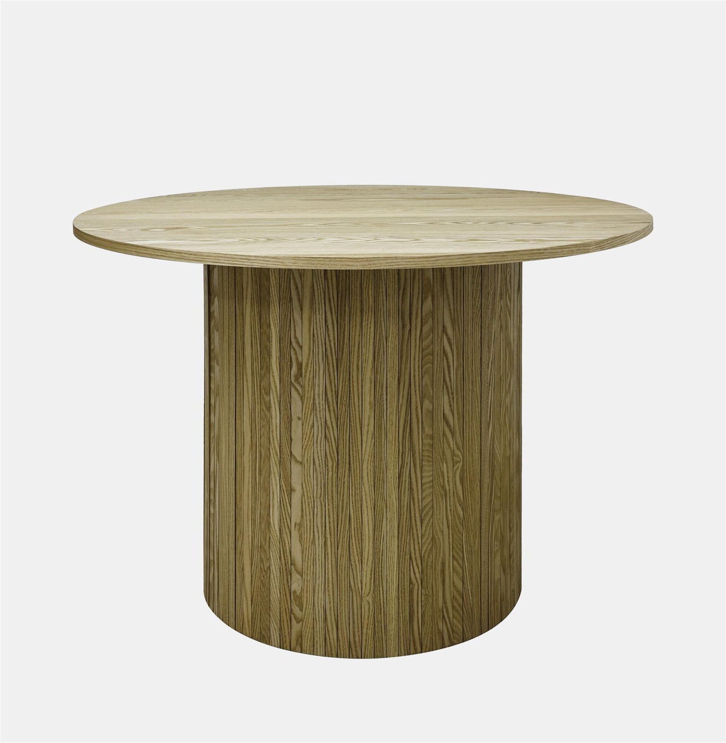 OHS Madison Dining Table Ribbed Wood Effect Round Kitchen Table for 4 People