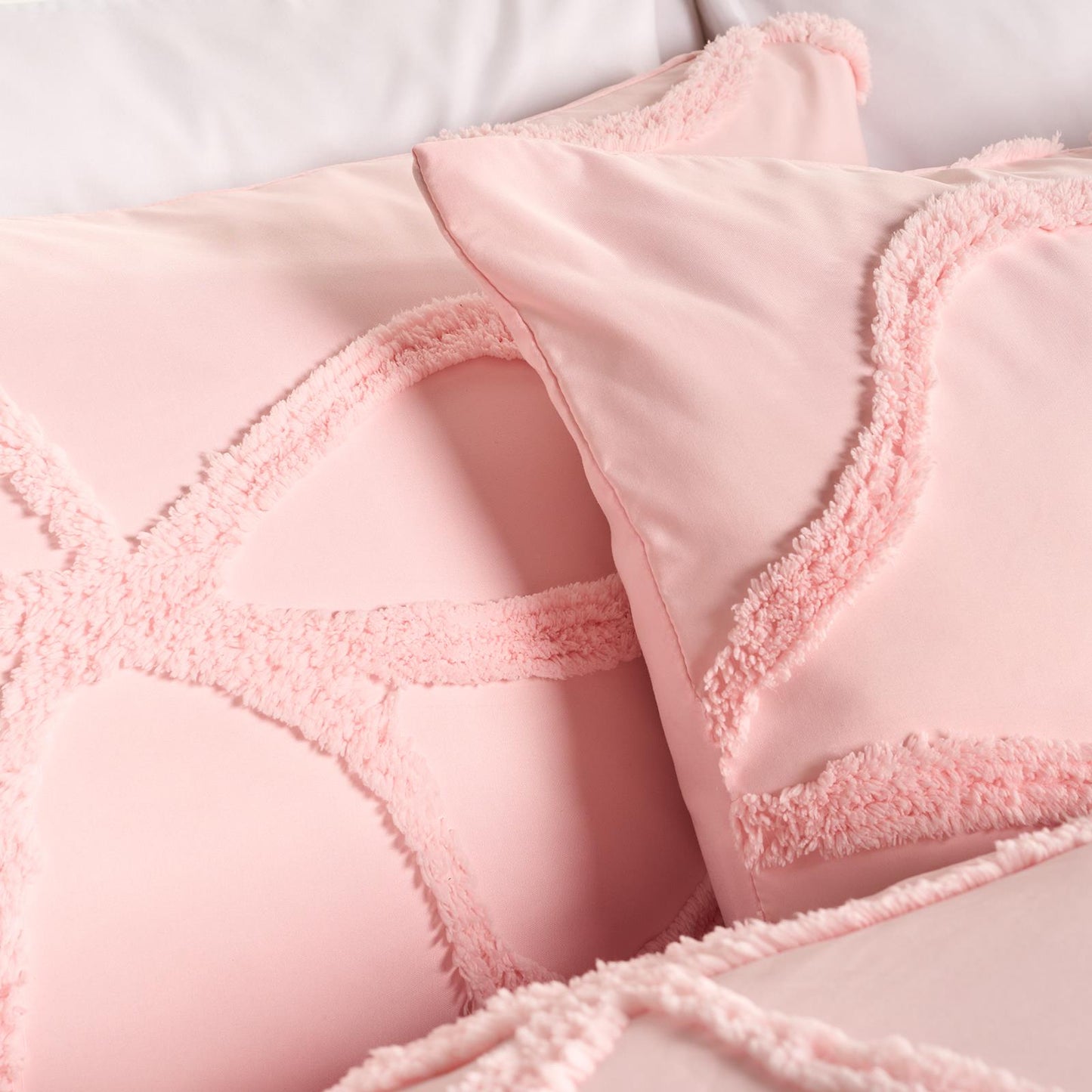OHS Tufted Bow Bedding Set Soft Cosy Duvet Cover with Pillowcase