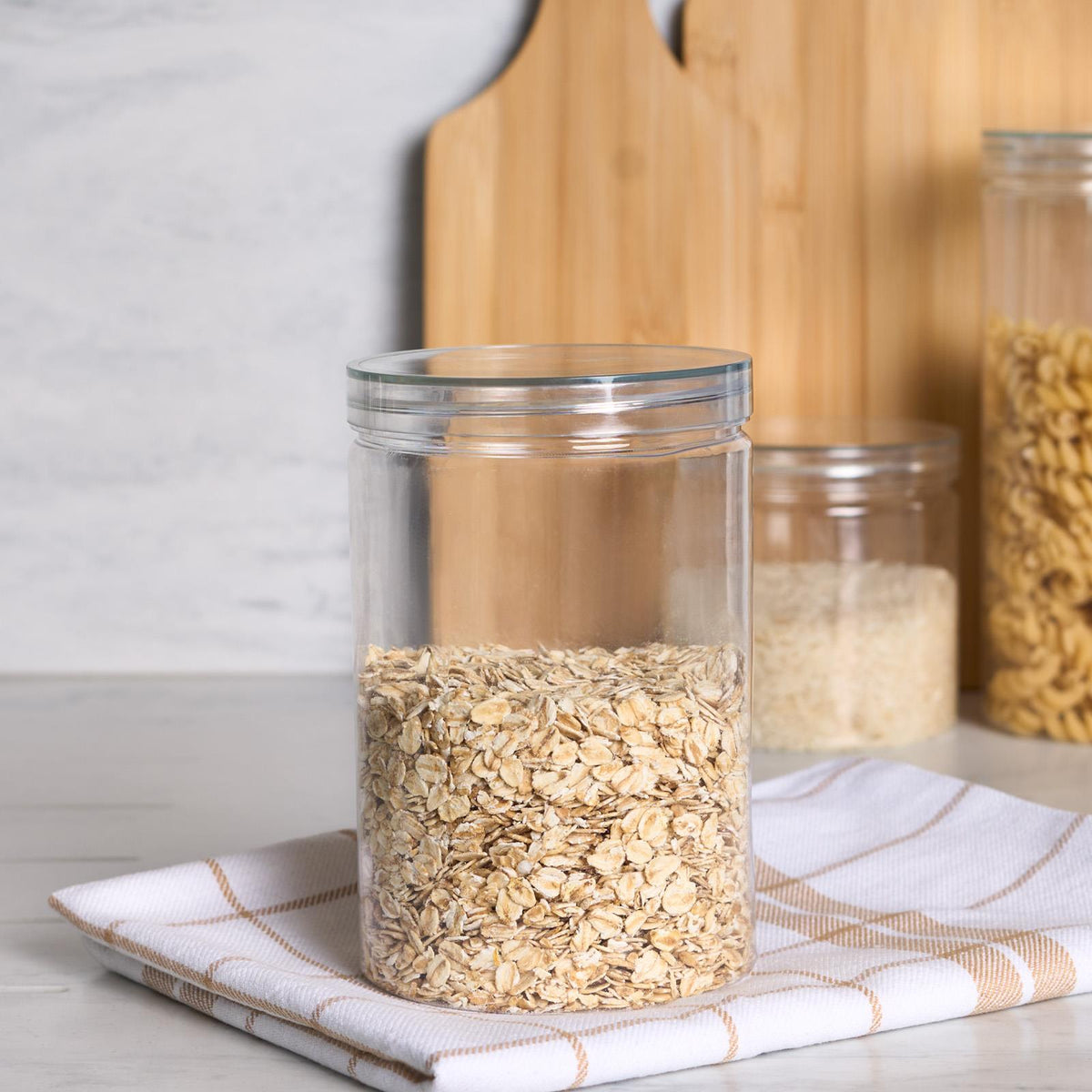 Storage Jar Round Plastic Food Organiser Tea Coffee Sugar Holder Tub Kitchen Pot