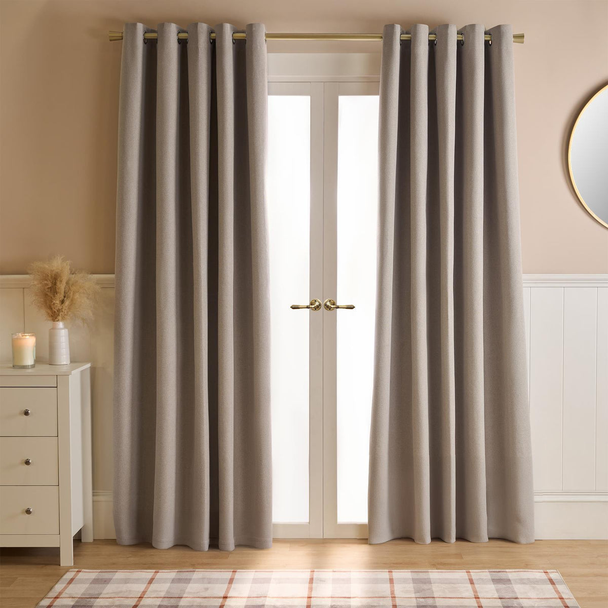 OHS Eyelet Blackout Curtains Woven Ready Made Ring Top Thermal Texture Thick