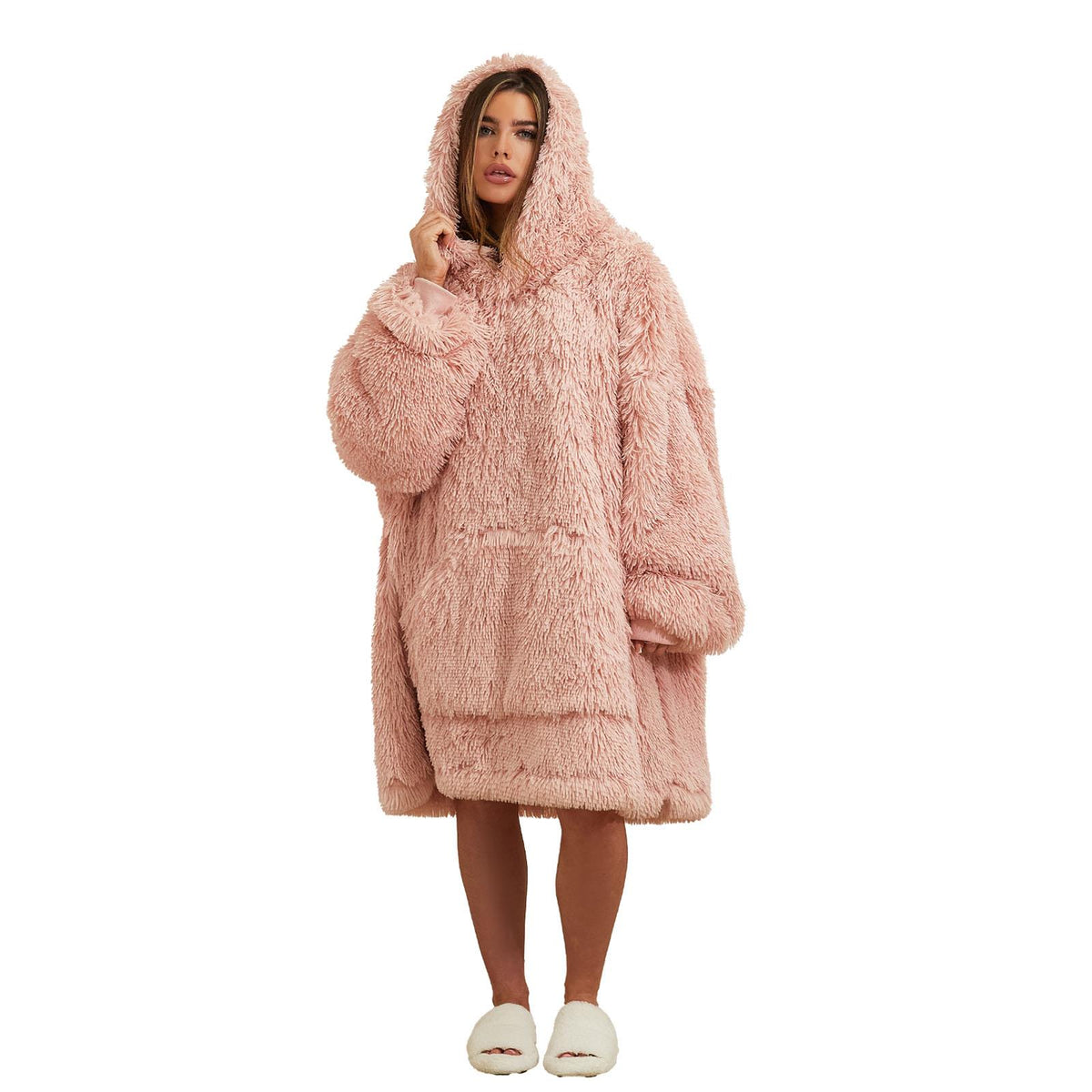 Sienna Fluffy Shaggy Hoodie Blanket Oversize Sherpa Plush Fleece Warm Soft Throw