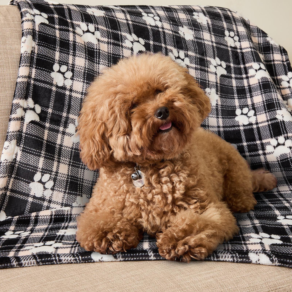 OHS Printed Pet Blanket Reversible Sherpa Fleece Dog Cats Thermal Calming Throw
