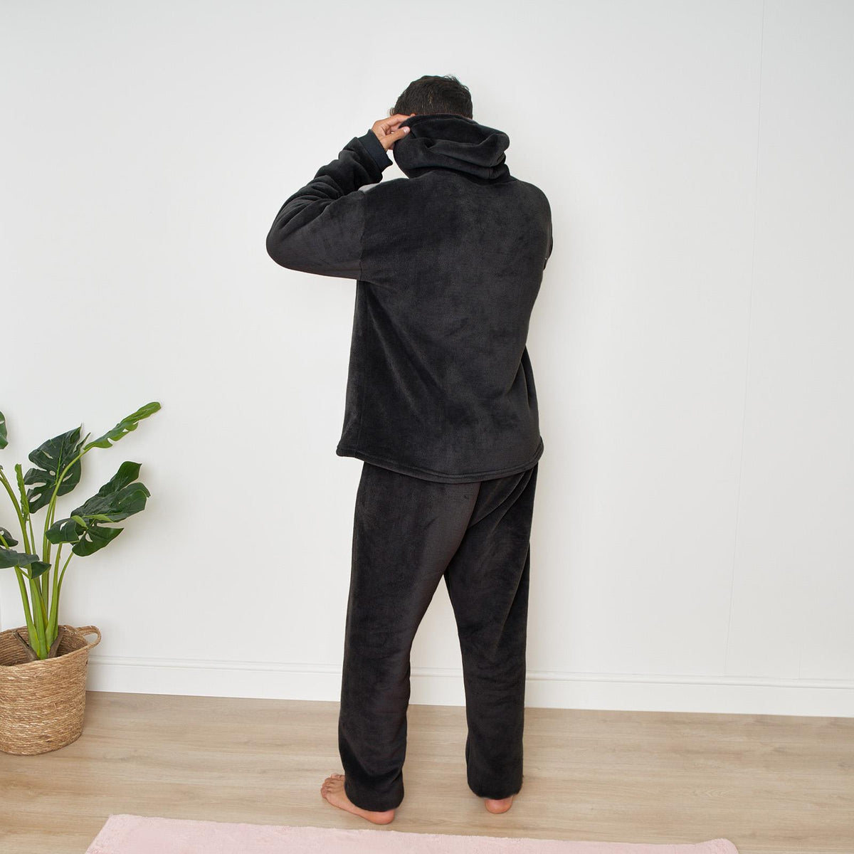 OHS Fleece Loungewear Set Coral Winter Sherpa Nightwear 2-Piece Hoodie Jogger