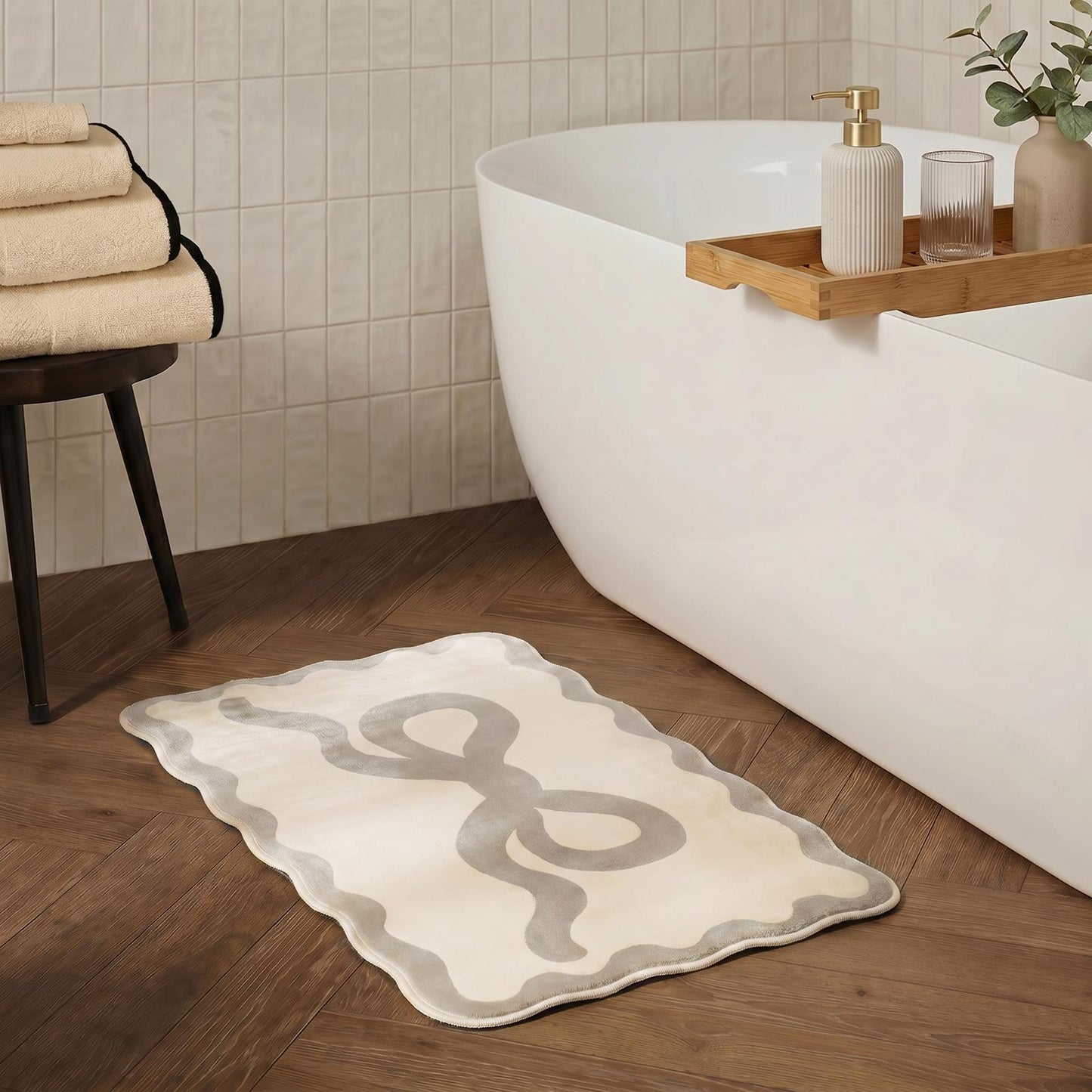OHS Bows Bath Mat Soft Velvet Quick Dry Non-Slip Bathroom Shower Rug