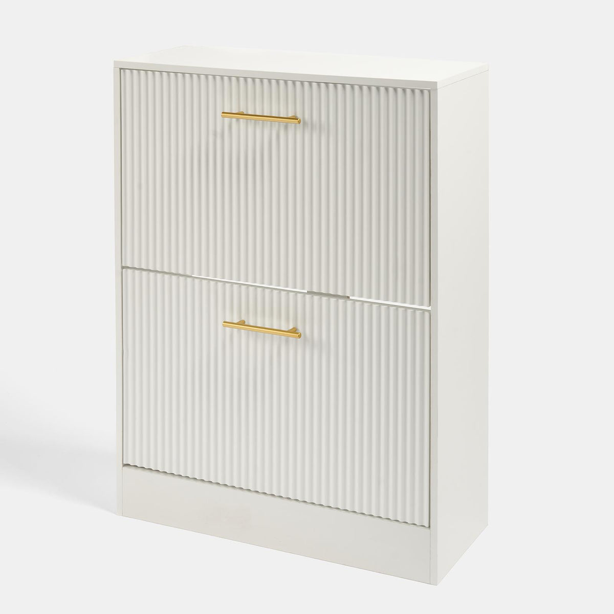 OHS Ribbed Shoe Rack 2 Drawer Wooden Cabinet Shoes Organiser Stand Holder