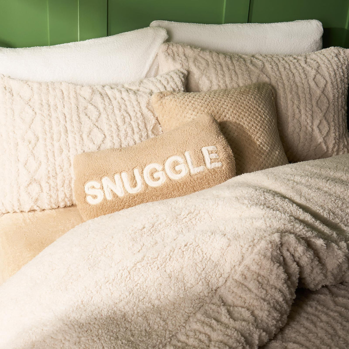 OHS Cable Knit Bedding Set Reversible Fleece Quilt Duvet Cover with Pillowcase