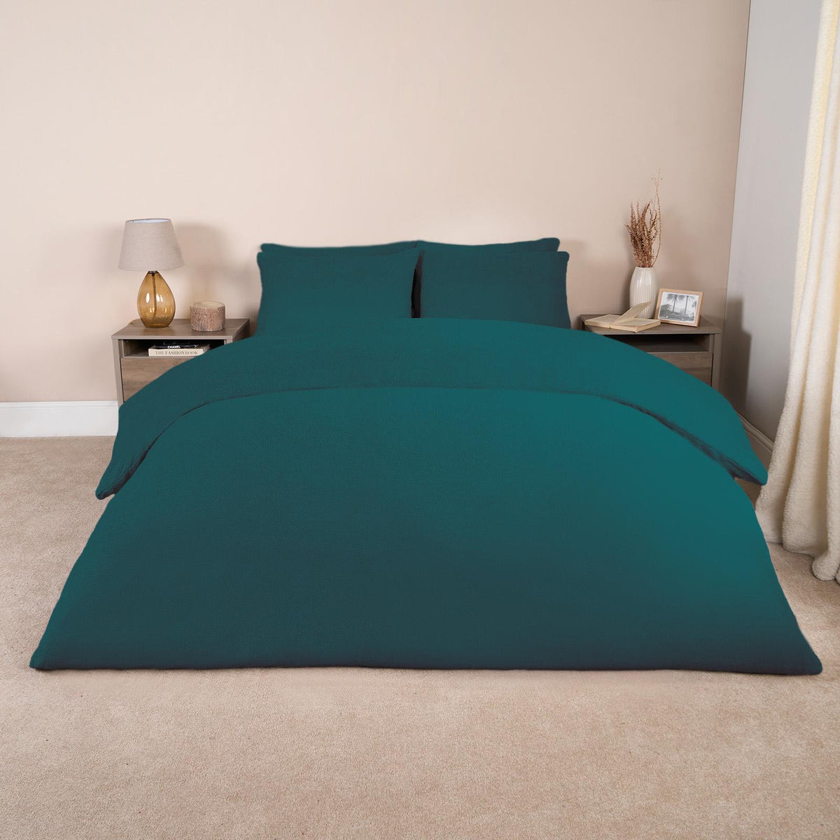 OHS Teddy Fleece Duvet Cover with Pillow Case Thermal Warm Bedding Set