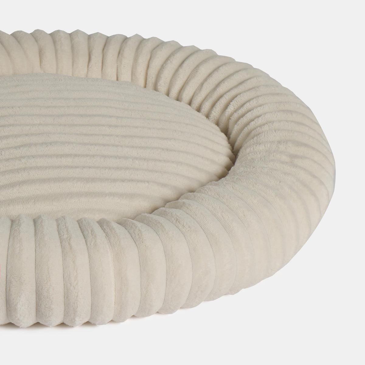 OHS Ribbed Pet Bed Soft Fleece Round Calming Anti Anxiety Cushion for Dog Cat