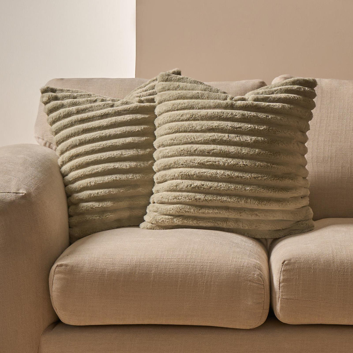 OHS Thick Rib Cushion Covers Faux Fur Soft Fleece Square Pillowcases Home Decor