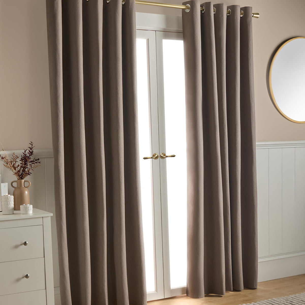 OHS Eyelet Blackout Curtains Woven Ready Made Ring Top Thermal Texture Thick