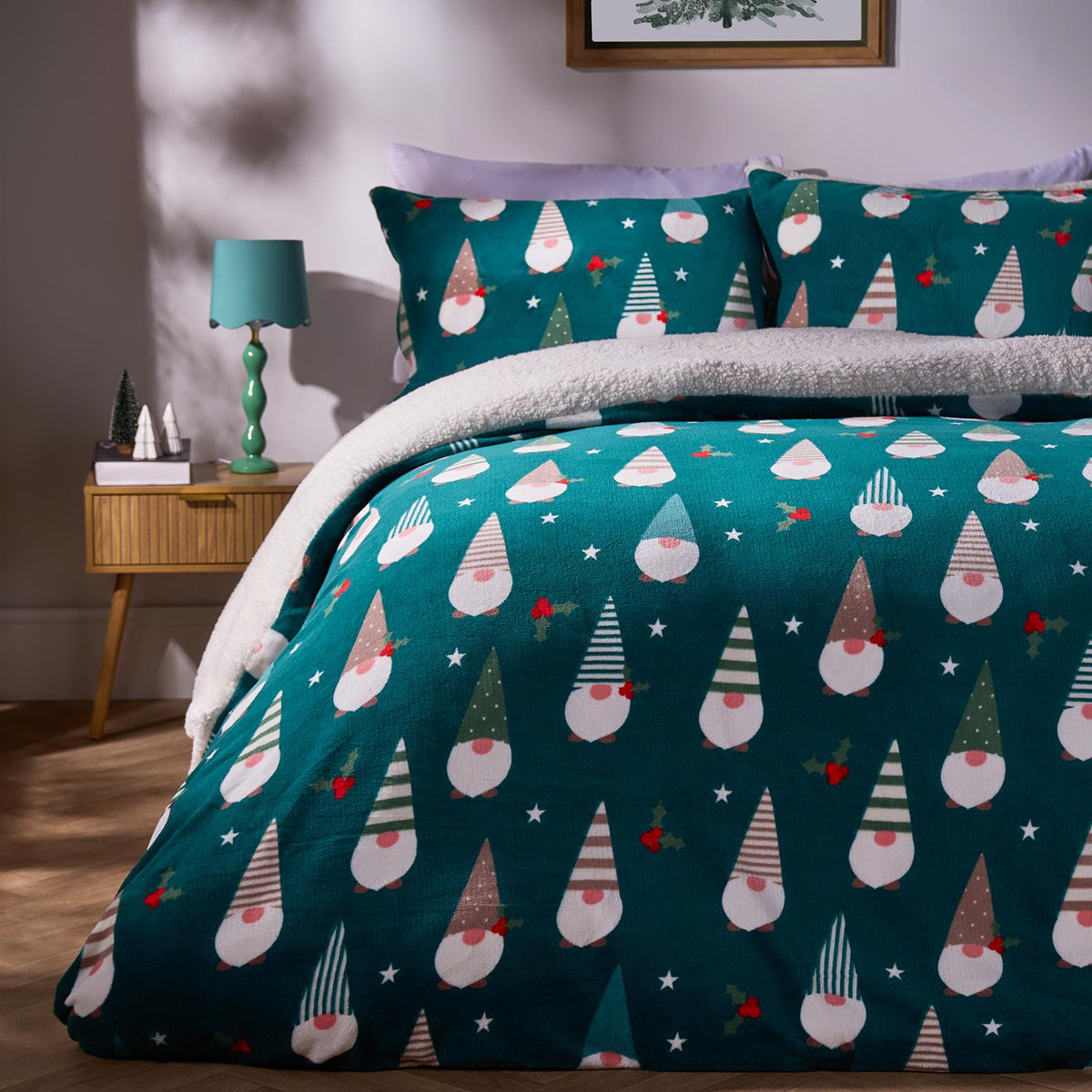 OHS Gonk Bedding Set Xmas Autumn Soft Fleece Thermal Duvet Cover with Pillowcase