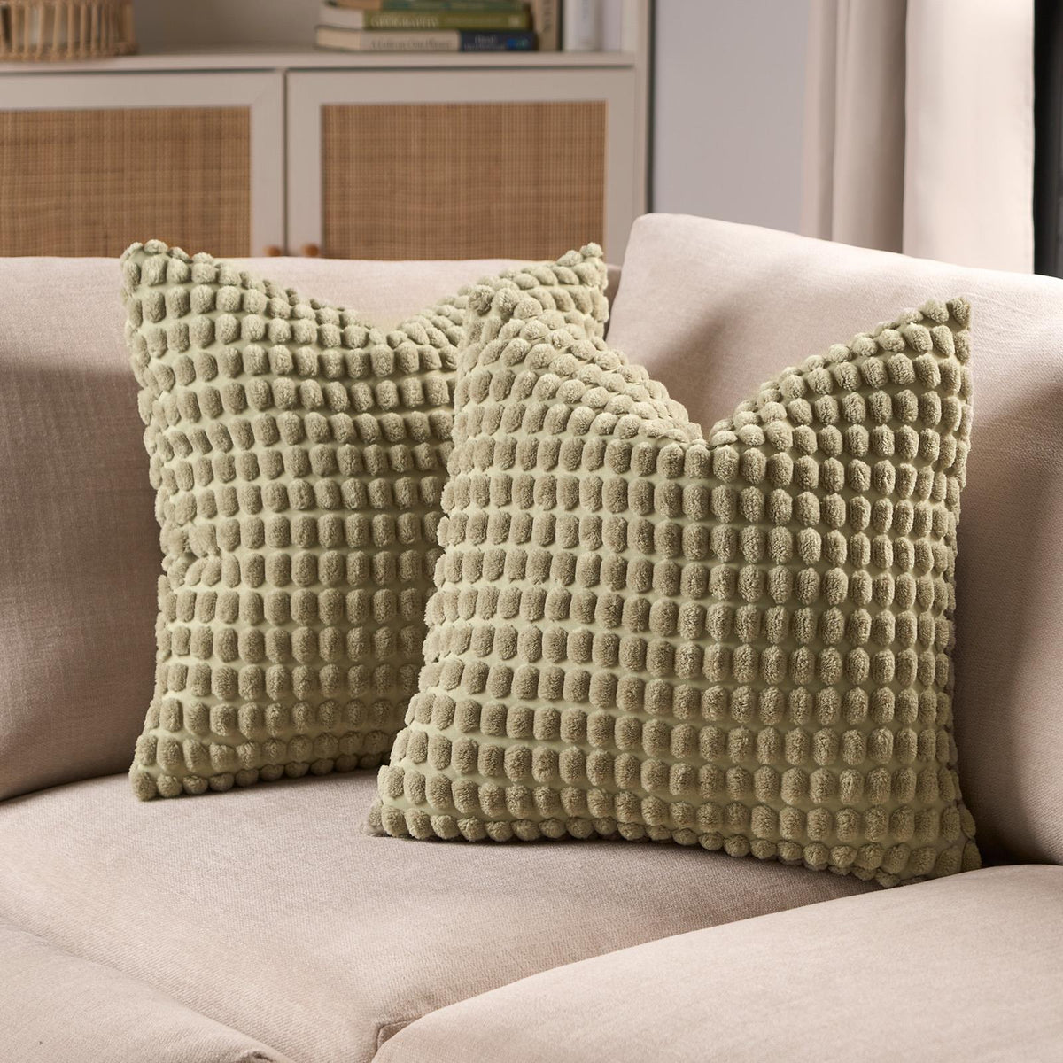 OHS Bobble Cushion Covers Soft Fleece Square Pillowcases Winter Home Decor