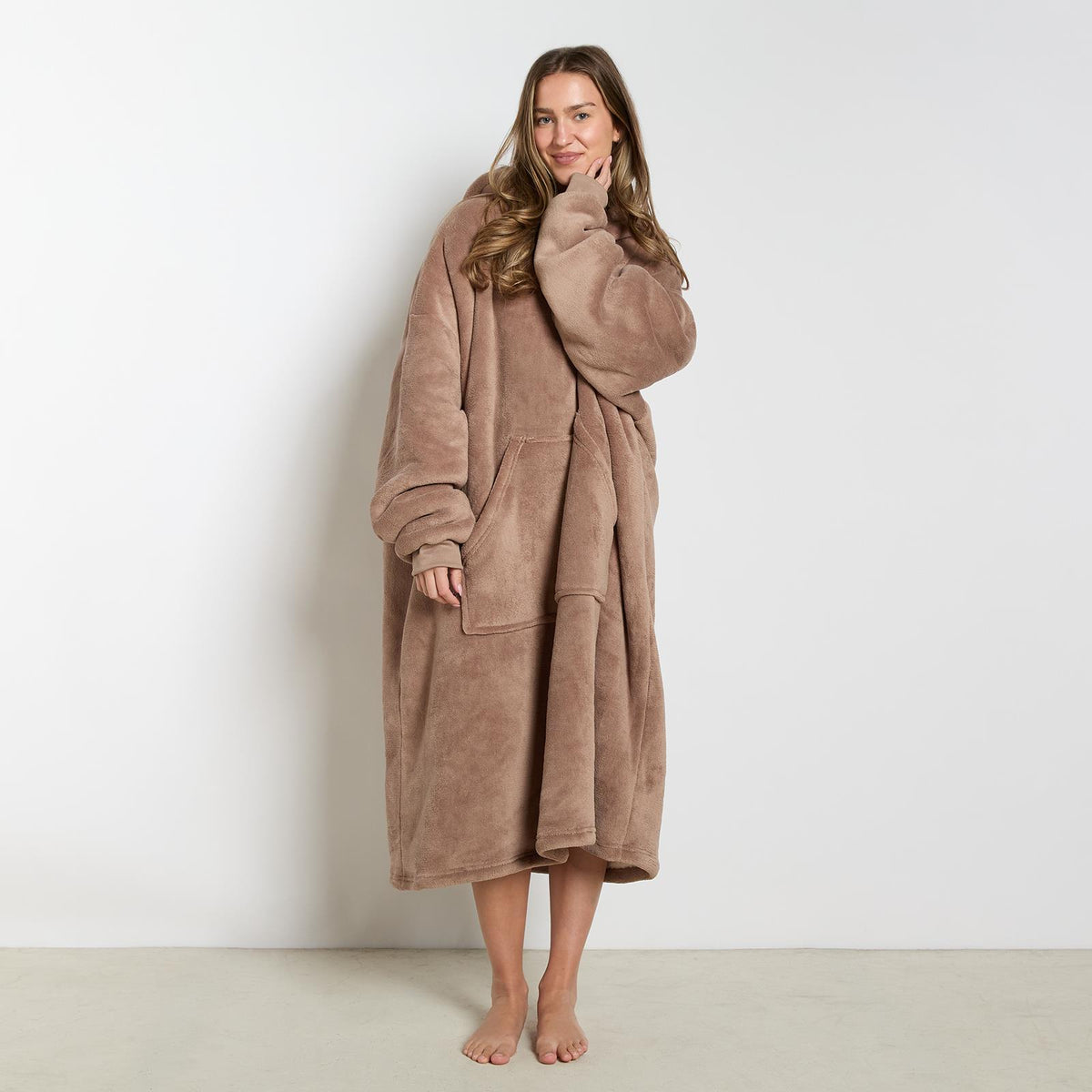 OHS Extra Long Hoodie Blanket Oversized Soft Sherpa Fleece Giant Sweatshirt