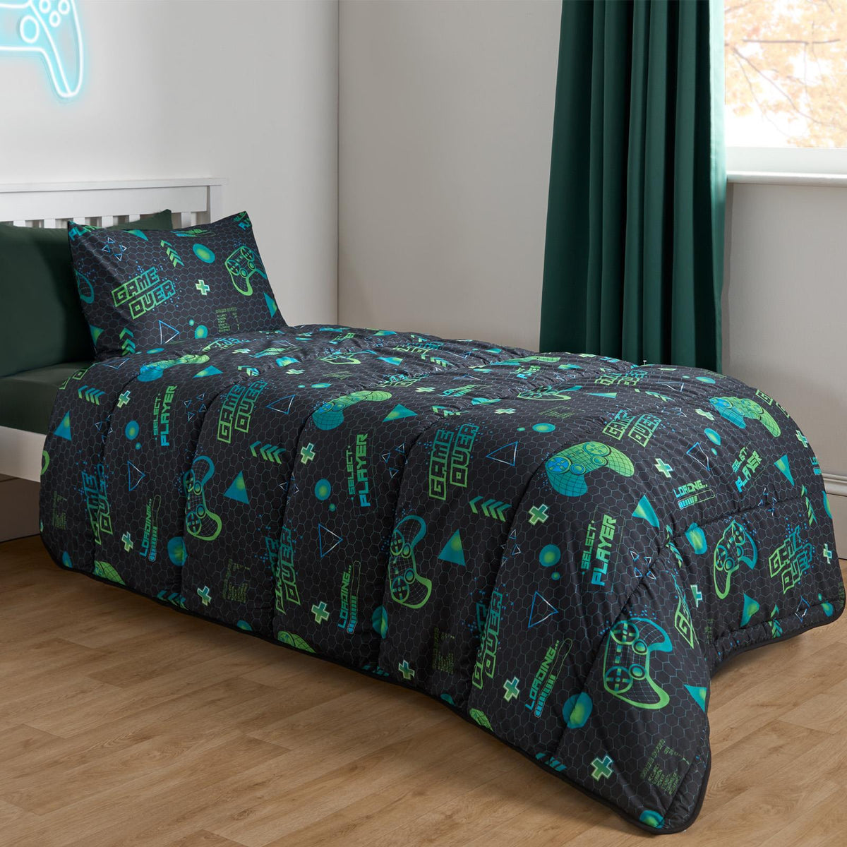 OHS Coverless 10.5 Tog Kids Gaming Duvet Pillowcase Quilt Bedding Set