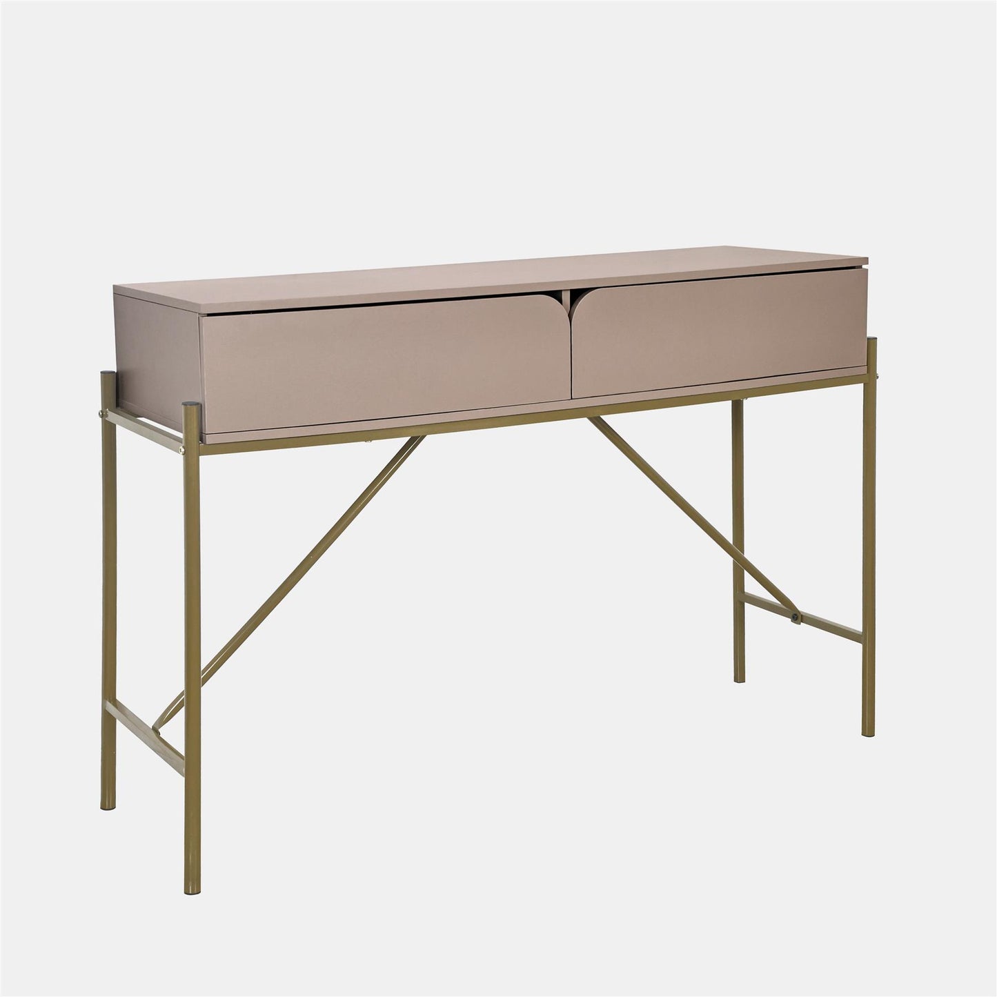 OHS Curved Dressing Table Engineered Wood Makeup Vanity Desk with 2 Drawers